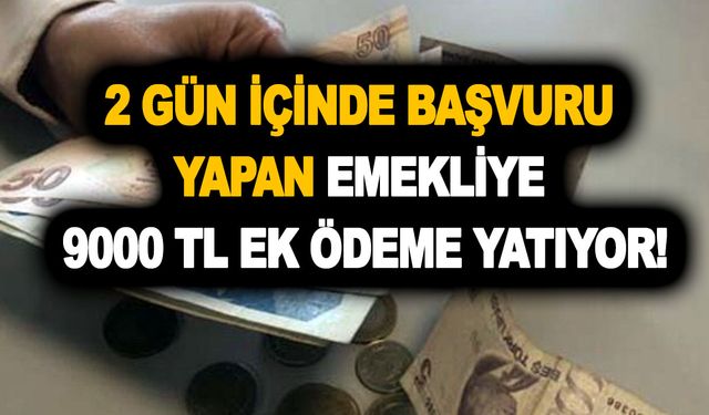 2 gün içinde başvuru yapan emekliye 9000 TL ek ödeme verilecek! Elinizi çabuk tutun! Bu fırsat daha gelmez!