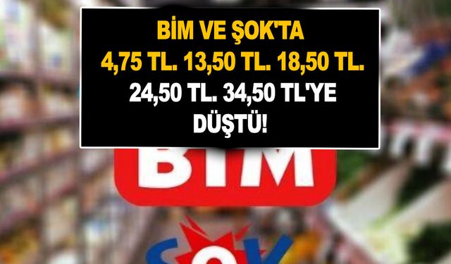 2 gün önce Bim ve Şok'a gidenin ağzı açık kaldı! 4,75 TL. 13,50 TL. 18,50 TL. 24,50 TL. 34,50 TL'ye düştü!