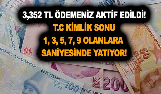 3,352 TL ödemeniz e-Devlet üzerinden aktif edildi! T.C Kimlik sonu 1, 3, 5, 7, 9 olanlara saniyesinde yatıyor!