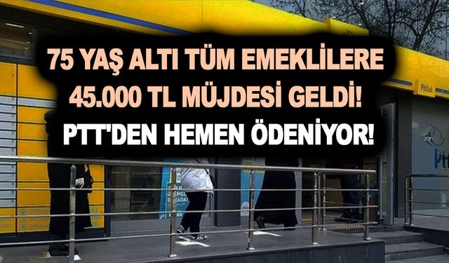 75 yaş altı tüm emeklilere 45.000 TL müjdesi geldi! Mobilden başvurana PTT'den hemen ödeniyor!