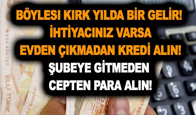 Böylesi kırk yılda bir gelir! Paraya ihtiyacınız varsa evden çıkmadan kredi alın! Şubeye gitmeden cepten para alın!