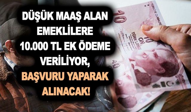 Düşük maaş alan emeklilere 10.000 TL ek ödeme veriliyor, başvuru yaparak alınacak!