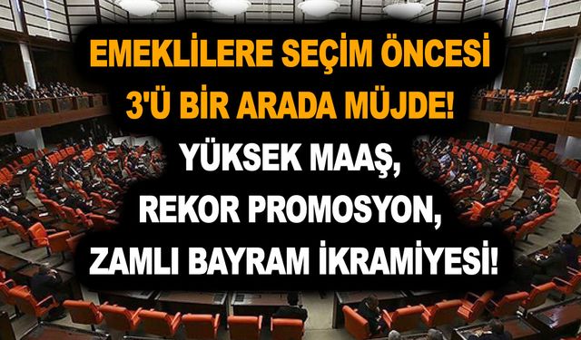 Emeklilere seçim öncesi 3'ü bir arada müjde! Yüksek maaş, rekor promosyon, zamlı bayram ikramiyesi