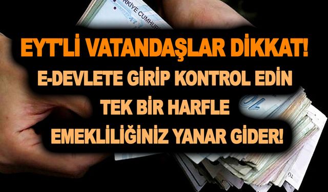 EYT'li vatandaşlar dikkat! E-devlete girip kontrol edin tek bir harfle EYT'niz emekliliğiniz yanar gider