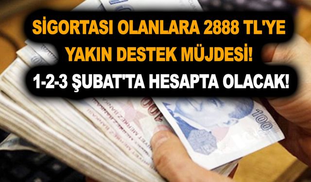 Sigortası olanlara 2888 TL'ye yakın destek müjdesi! 1-2-3 Şubat'ta hesapta olacak!