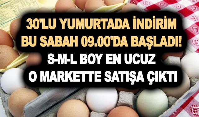 30'lu yumurtada indirim bu sabah 09.00'da başladı! S-M-L boy en ucuz o markette satışa çıktı