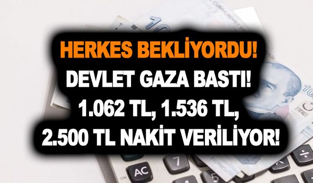 Herkes bekliyordu! Devlet destek ödemeleri için gaza bastı! 1.062 TL, 1.536 TL, 2.500 TL nakit veriliyor!