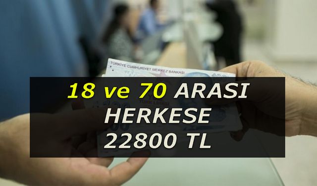 18 ile 70 Arası Herkes Dikkat Etsin! Karşılıksız 22 Bin 800 TL Ödeme Yapacak