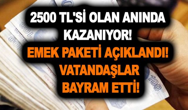 2500 TL'si olan anında kazanıyor! Emek paketi açıklandı! Vatandaşlar bayram etti!