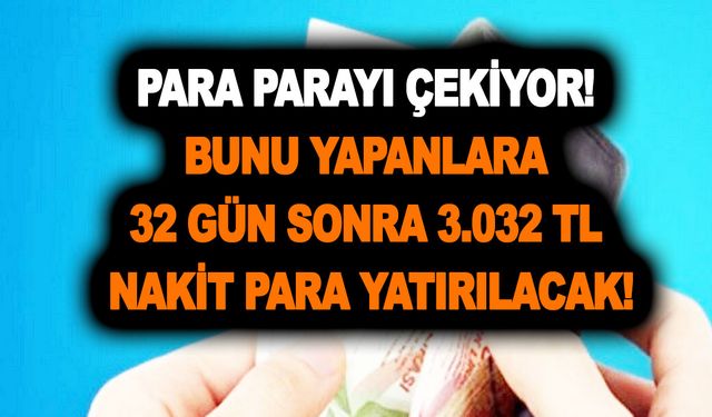 Para parayı çekiyor! Bunu yapanlara 32 gün sonra 3.032 TL nakit para yatırılacak